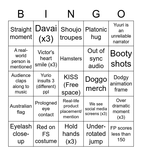 Yoi Bingo Card