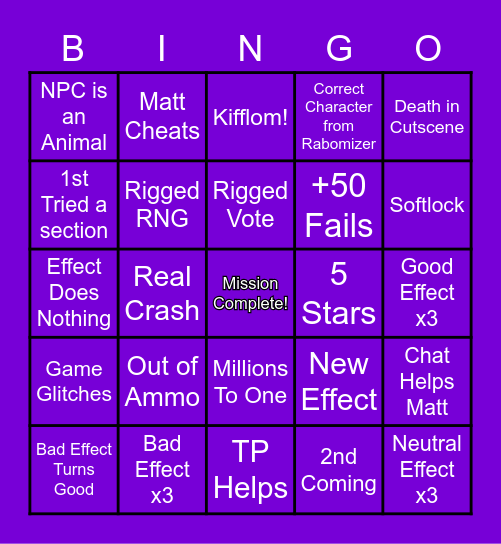 DVAU GTA V Chaos Bingo v. 2.1 Bingo Card