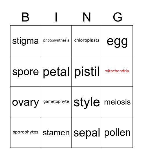 plants Bingo Card