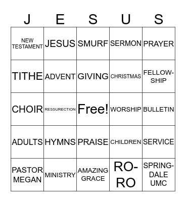 PRAISE THE LORD Bingo Card