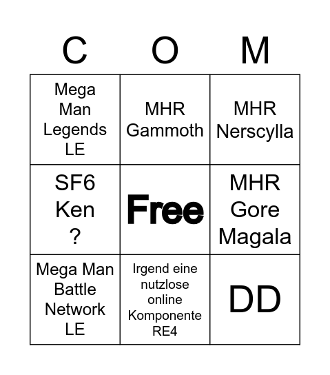 CAPCOM Bingo Card