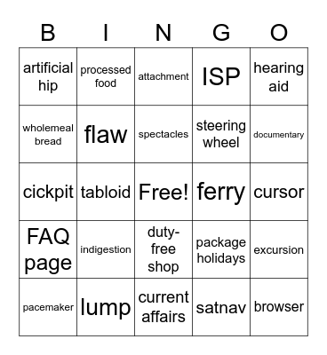 English Vocab in use UPPER   unit 27-35 Bingo Card