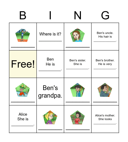 Ben's Big Family Bingo Card