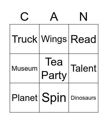 I Can Be Anything! Bingo Card