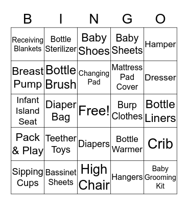 Tonya's Registry Bingo Card