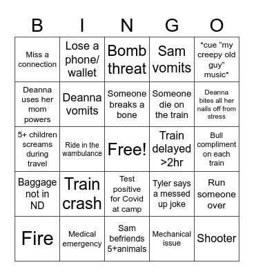 Train trip bingo Card
