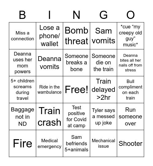 Train trip bingo Card