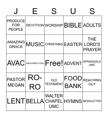 PRAISE THE LORD Bingo Card
