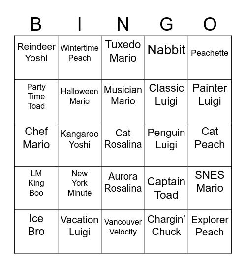 Nicklu's Bingo Card (Round 1) Bingo Card