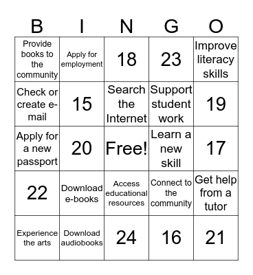 Library Bingo Card
