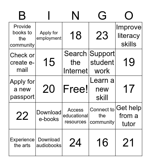 Library Bingo Card