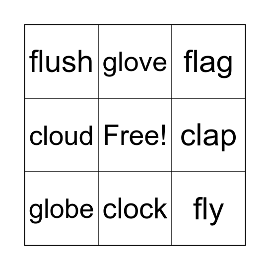 Blends- cl gl fl Bingo Card
