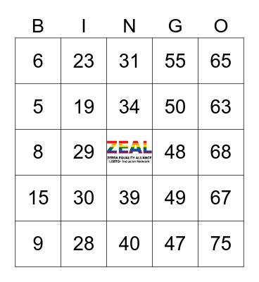 ZEAL Pride Drag Bingo with Cheryl Hole Bingo Card
