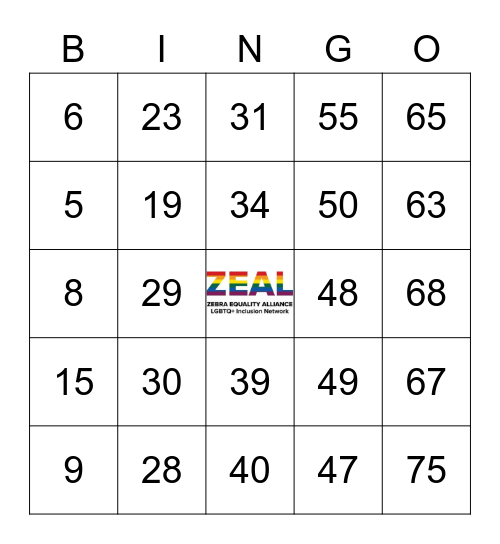 ZEAL Pride Drag Bingo with Cheryl Hole Bingo Card