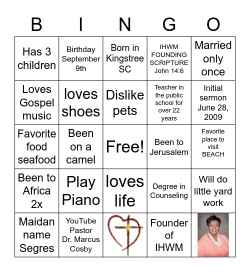 Pastor Angela Segres-King Bingo Card