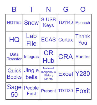 DCD Bingo Card