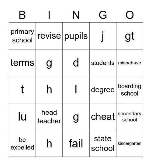 Education Bingo Card