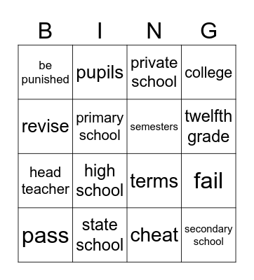 Education Bingo Card