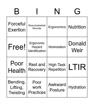 Safety Day Module 1 Bingo Card