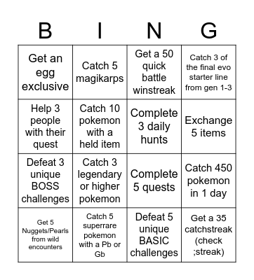 Pokemeow Bingo Card