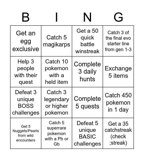 Pokemeow Bingo Card