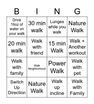 Walking Bingo Card