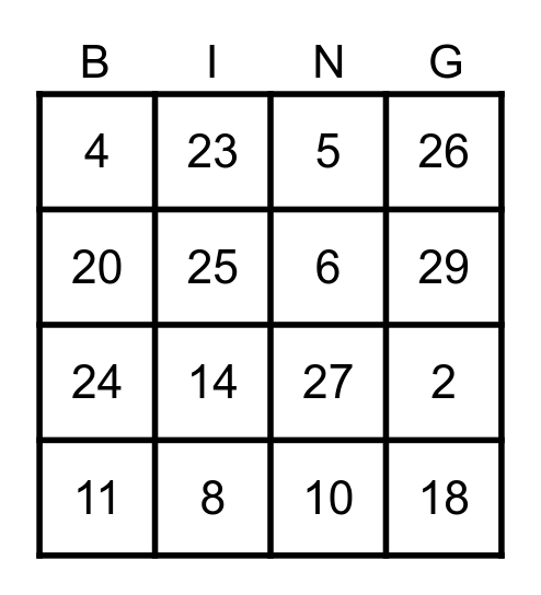 Bingo with Bing Bingo Card