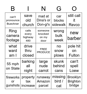OLD BROOKLYN BINGO Card