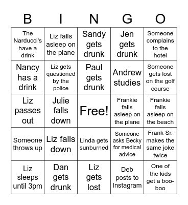 Vacation! Bingo Card