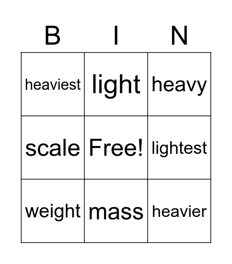 Mass Bingo Card