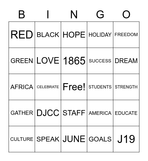 JUNETEENTH Bingo Card