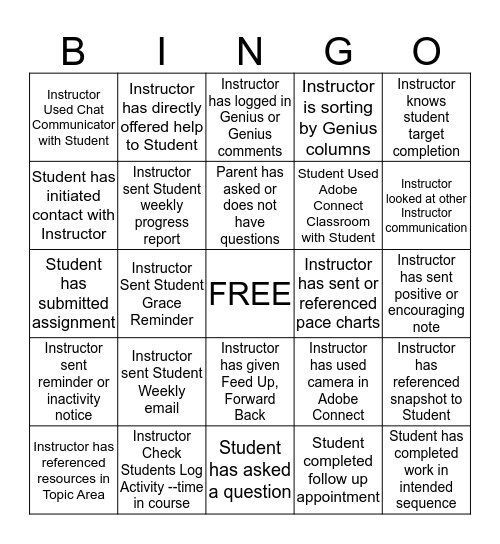 28 Days to Graduate Grace Bingo Card