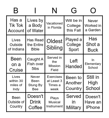 Austin Reunion Bingo Card