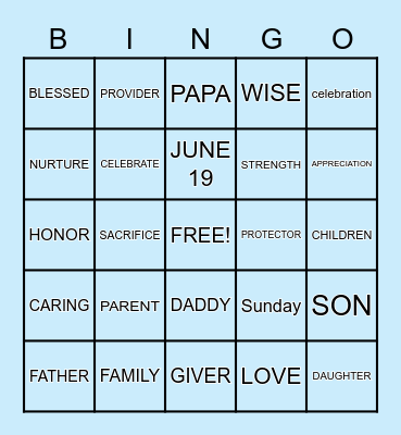 FATHER'S DAY BINGO Card
