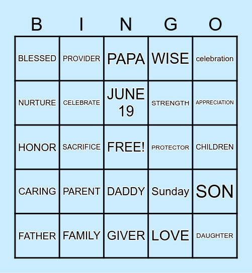 FATHER'S DAY BINGO Card