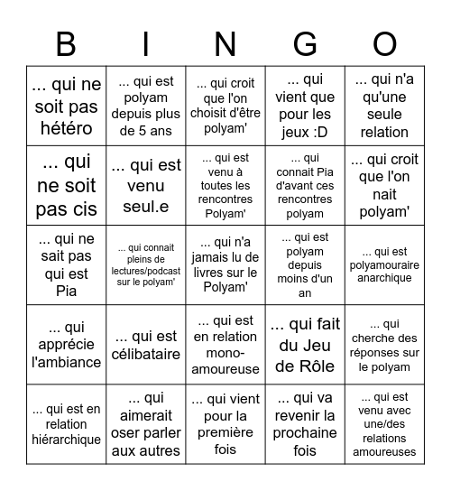 Le Bingo du Piazard Bingo Card