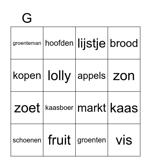 Bingo op de markt Bingo Card