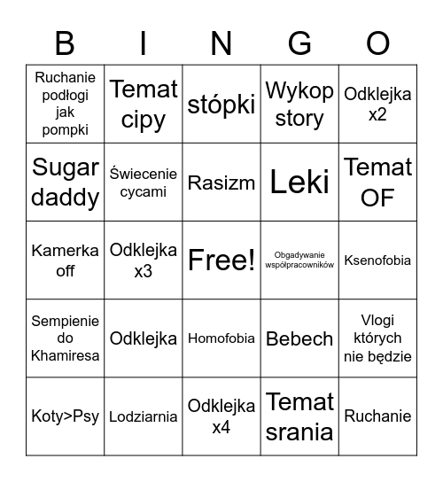 Sandra Bingo Card
