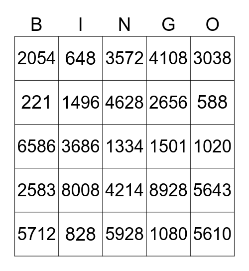 2-Digit Multiplication Bingo Card