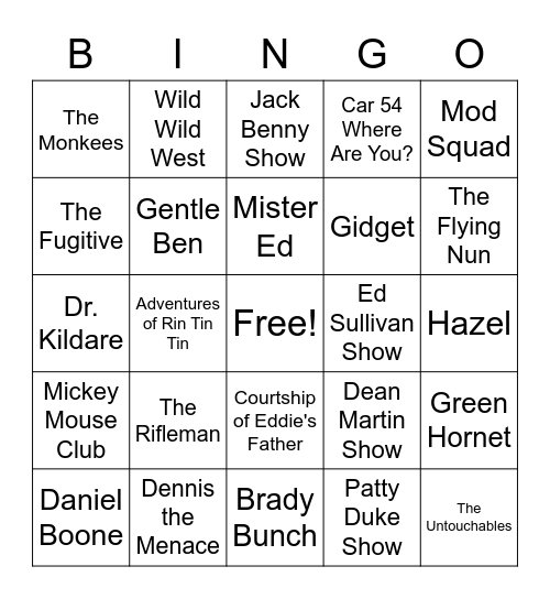 Classic TV Shows #3 Bingo Card