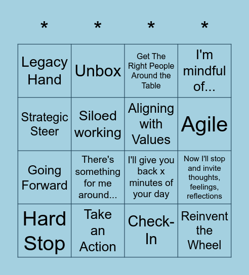 LEADERSHIP LINGO BINGO Card