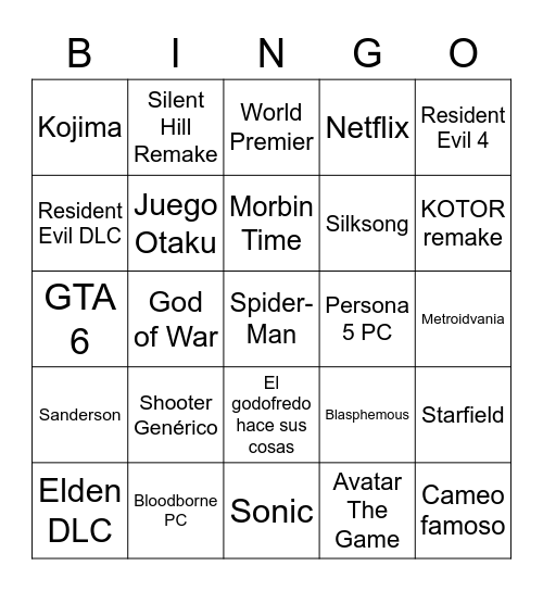 E3n't Bingo Card