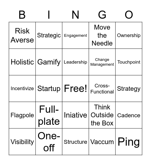 Corporate Buzz Bingo Card