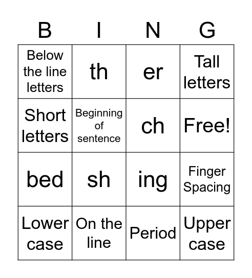 Handwriting Bingo Card