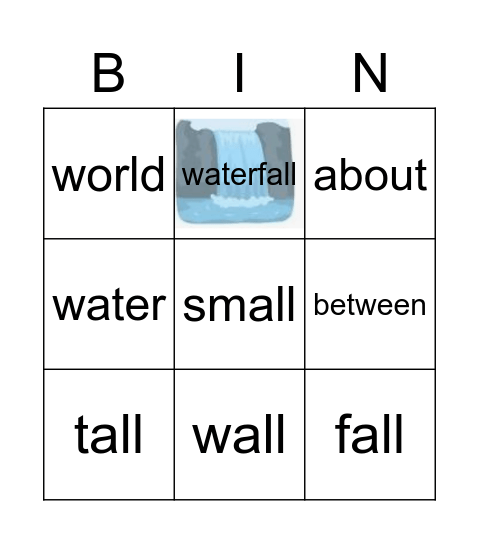 al, all  & sight words Bingo Card