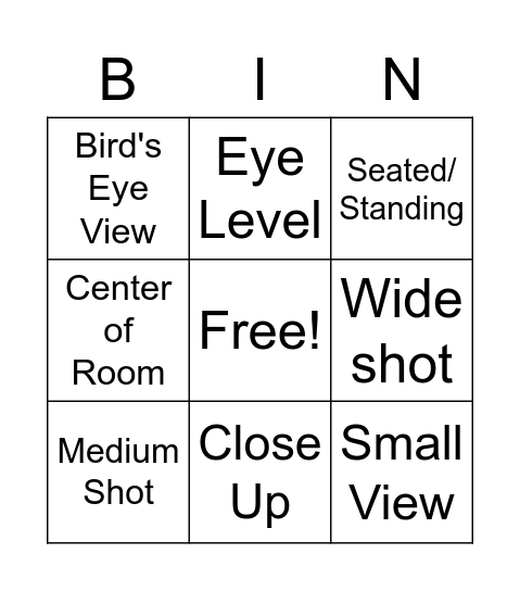 Test Shoot Bingo Card