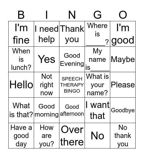 Communication Bingo Card