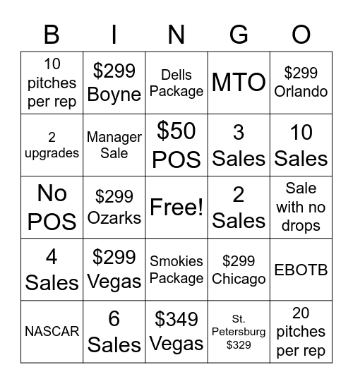 Money Team Bingo Card