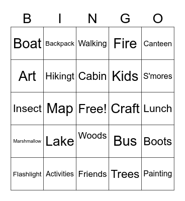 Caamping Bingo Card