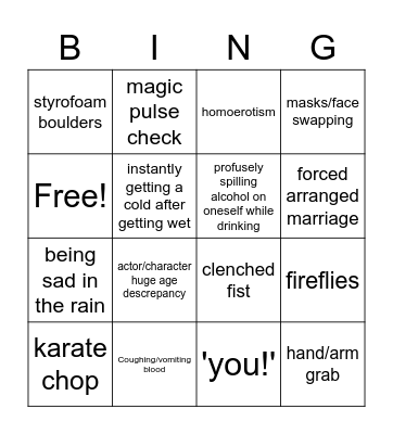 Chinese TV Shows Bingo Card